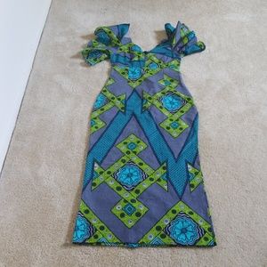 African print bell sleeve maxi dress